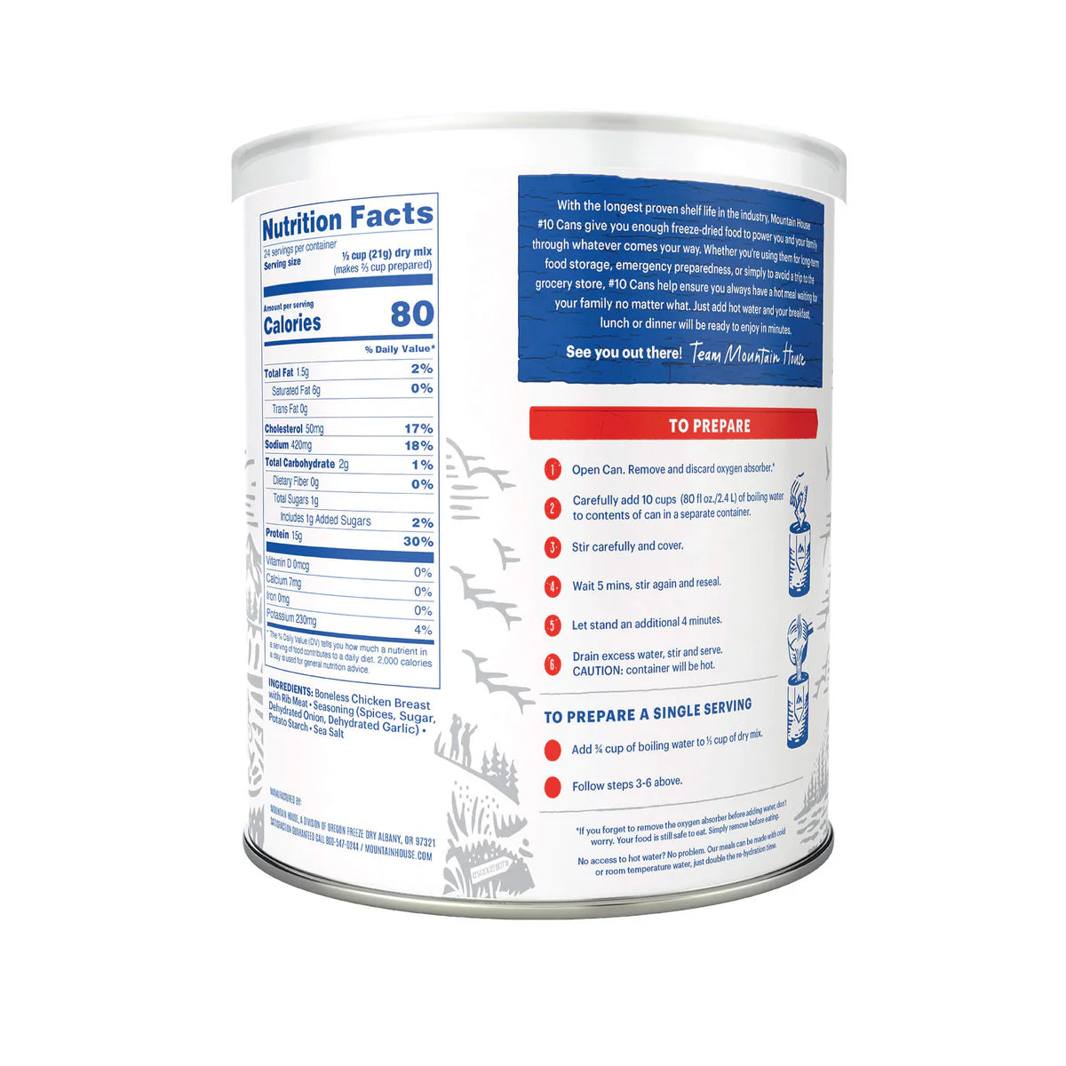 Ingredients & nutrition label of Mountain House Grilled Sliced Chicken