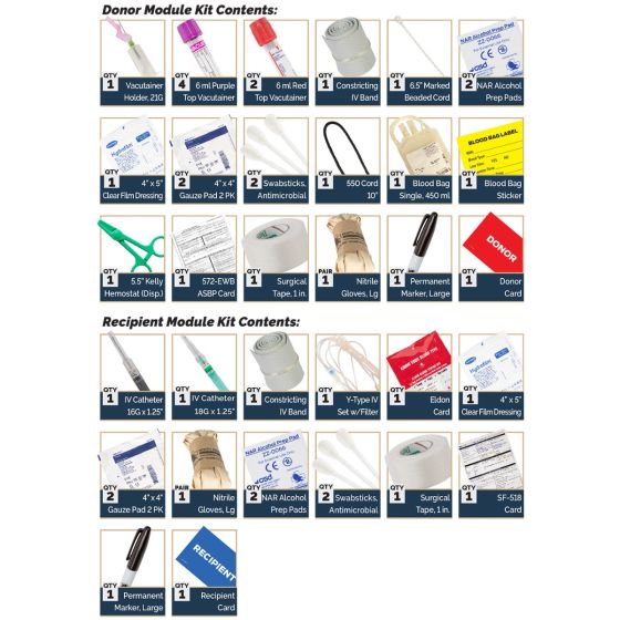 NAR FBTK Complete full transfusion kit components