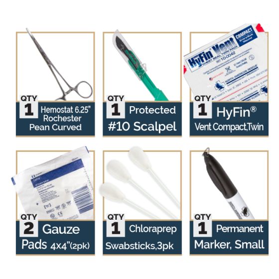 NAR Simple Thoracostomy Kit components