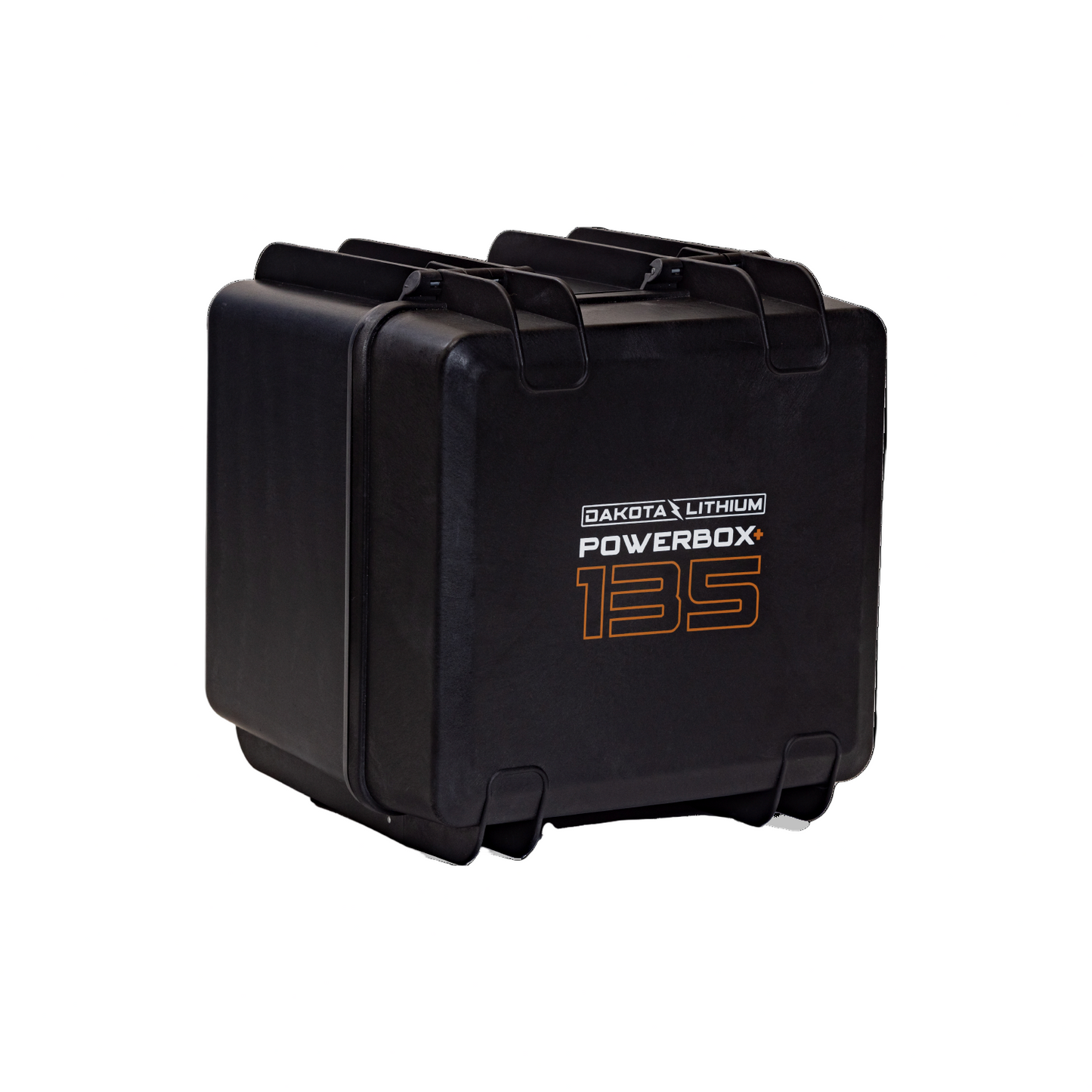 Side view of PowerBox+ 135 with binder posts and inverter outlets