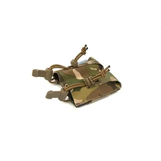 Side view of Mag NOW! Pistol Pouch showing bungee retention strap and pull tab