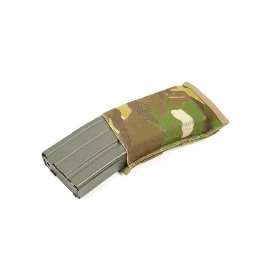 Front view of Blue Force Gear Ten-Speed Single M4 Mag Pouch holding one magazine in multicam