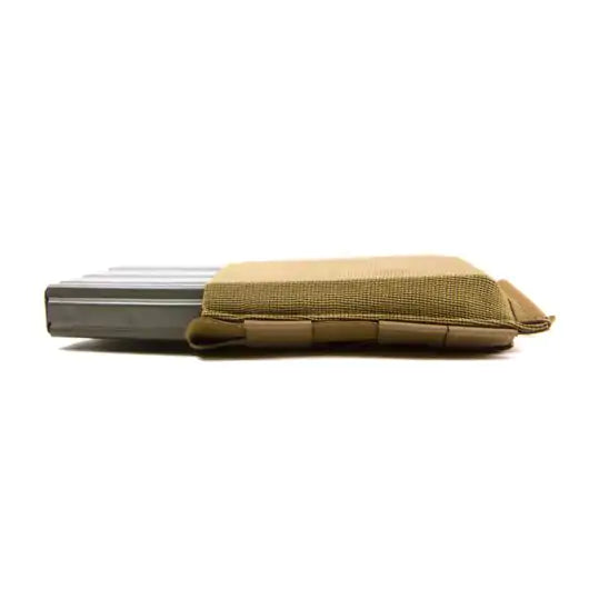 Side view showing elastic retention and Helium Whisper® MOLLE attachment on Double M4 Pouch