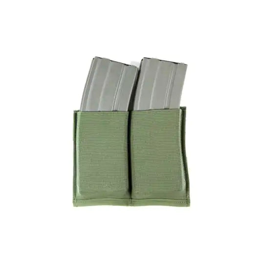 Front view of Blue Force Gear Ten-Speed Double M4 Mag Pouch holding two magazines in ranger green