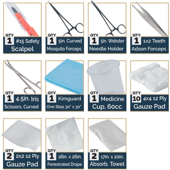 NAR minor laceration tray components