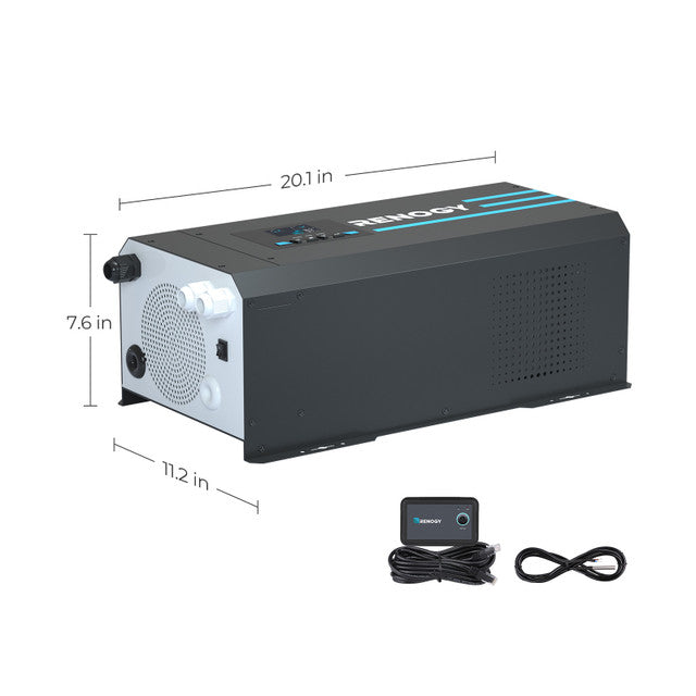 2000W 12V Pure Sine Wave Inverter Charger w/ LCD Display