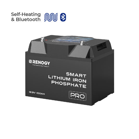 12V 100Ah Pro Smart Lithium Iron Phosphate Battery w/Bluetooth & Self-heating Function