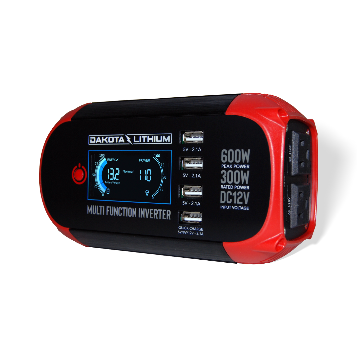 Dakota Lithium Multi Function 300W Power Inverter DC 12V to 110V AC Converter