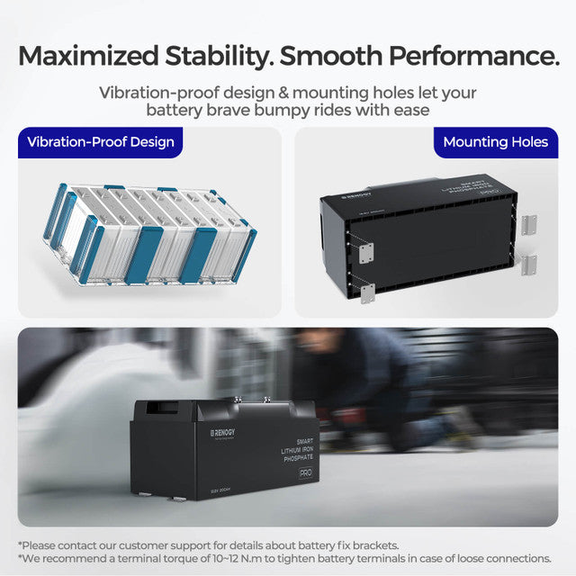 12V 200Ah Pro Smart Lithium Iron Phosphate Battery w/Bluetooth & Self-heating Function