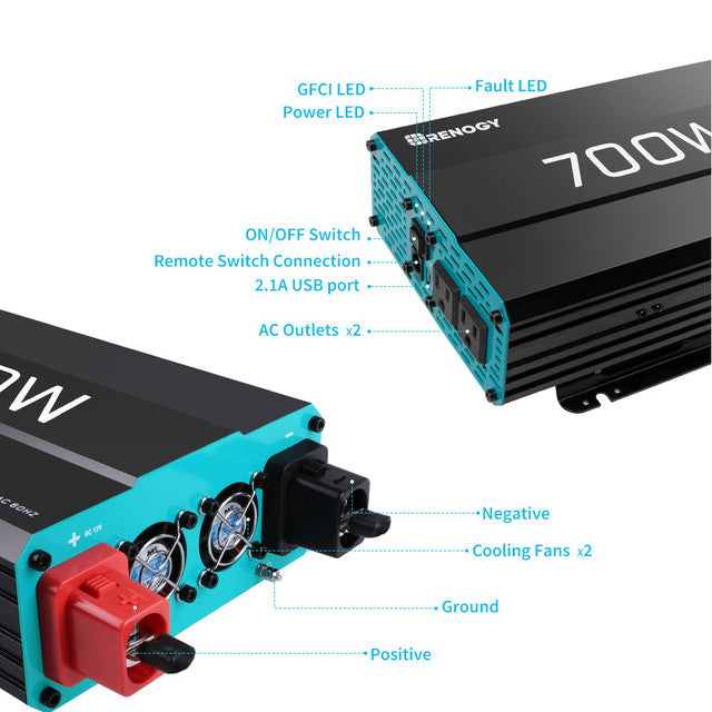 700W 12V Pure Sine Wave Inverter
