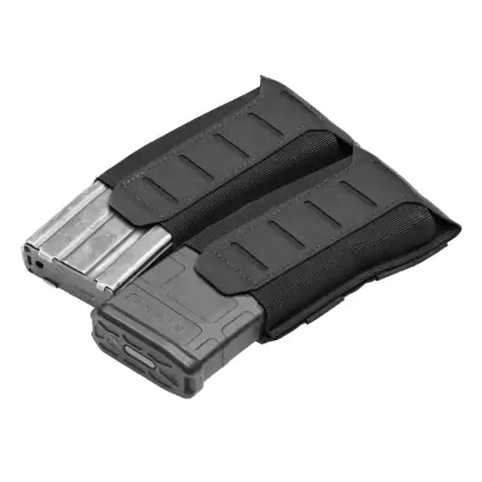 Front view of Blue Force Gear Stackable Ten-Speed Double M4 Mag Pouch with MOLLEminus stackable front in black
